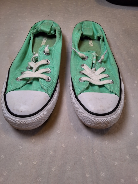 Converse All Stars Shoes - Converse Women's Low-Top Slip-On Sneakers in Mint Green and White
